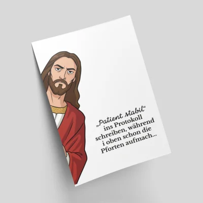 "Patient stabil - Jesus Edition" - Motivkarte